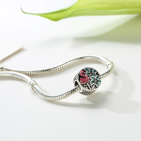 Bohemian Alloy Flamingo Coconut Tree Zirconia Charms For DIY Necklace Bracelet Silver Color Jewelry Making Accessories