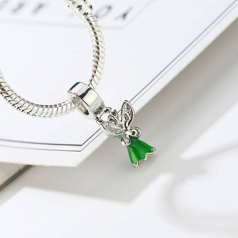 Fairy Pixie Wings Enamel Pendant Charm For DIY Bracelet Necklace Jewelry Making Silver Color Alloy Cartoon Fairy Accessory