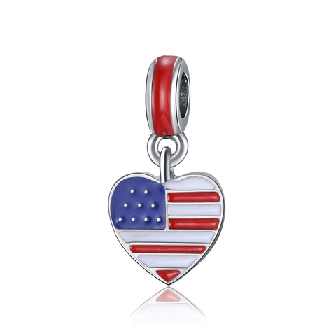 Heart Shaped American Flag Enamel Charm Alloy Pendant For DIY Jewelry Making Independence Day Party Accessories Gift
