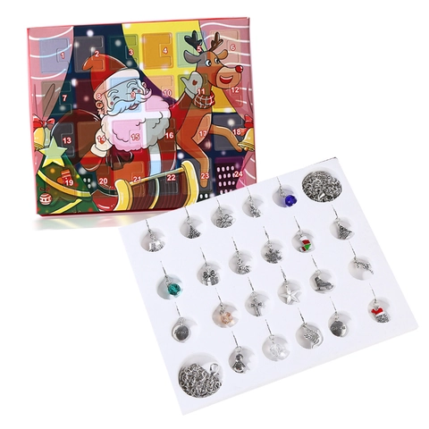 Weihnachts Adventskalender Schmuckset Für Kinder DIY Armband Halskette 24 Tage Countdown Geschenk Legierung Emaille Strass