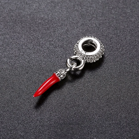 Red Pepper Chili Horn Charm Alloy Drip Oil Pendant For DIY Bracelet Jewelry Making Accessory For Women Girls