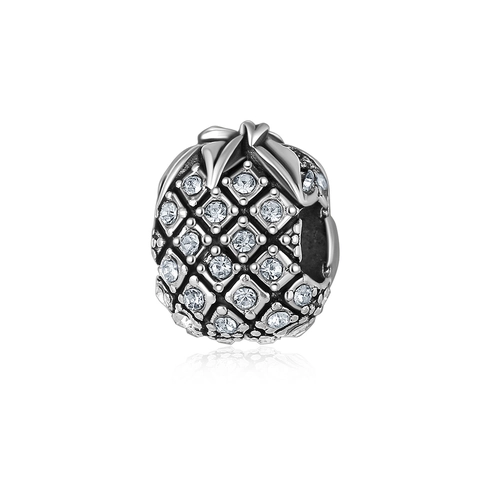 Ananas Charm Perle Aus Legierung Mit Strass Verzierung Antik Silber Finish DIY Schmuck Zubehör Für Armband