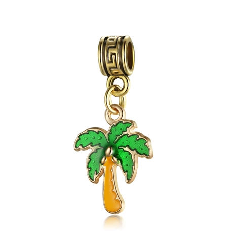 Tropischer Kokospalmen Anhänger Aus Legierung Für DIY Armband Halskette Emaille Gold Anhänger Hawaii-Stil Damen Schmuck