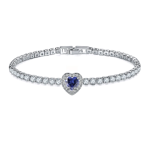 Lussuoso Bracciale Tennis in Rame Zirconia a Forma di Cuore per Donna Gioiello di Moda con Intarsio di Strass Regalo