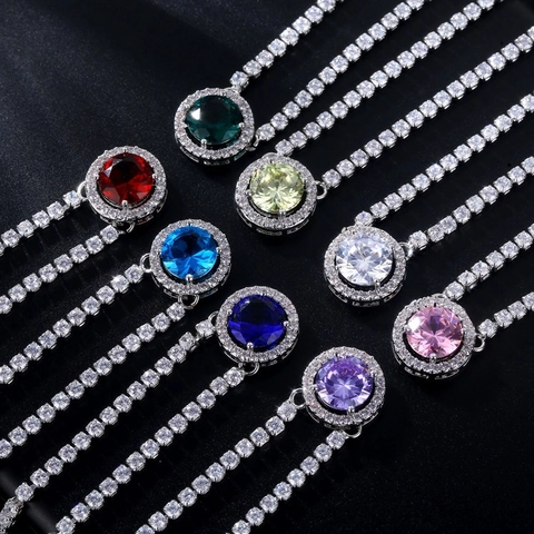 Collana con Pendente Halo in Lega di Zirconia di Lusso per Donna Catena da Tennis in Cristallo Tondo Gioielli Hip Hop Eleganti