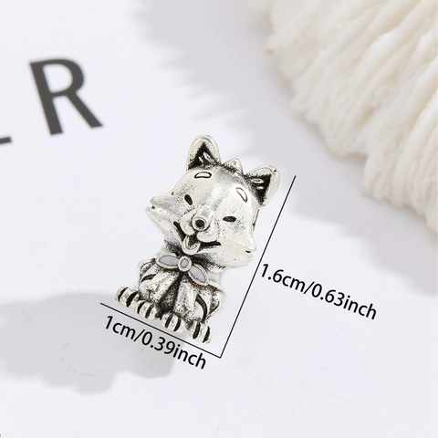 Cuentas Espaciadoras de Aleación con Forma de Zorro y Perro de Dibujos Animados para Hacer Joyas DIY Pulsera Collar Estrás
