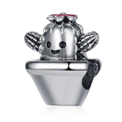 Charm Cactus in Vaso in Lega per Creazione di Gioielli Fai da Te Bracciale Collana Con Fiore in Smalto Rosa Faccina Sorridente Accessori