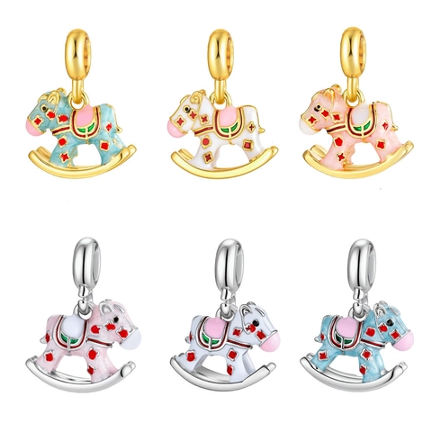 Ciondolo in Lega di Cavallo a Dondolo Design Pony Animale Smalto DIY Ciondoli per Creazione Gioielli per Collana Bracciale Accessori Artigianali
