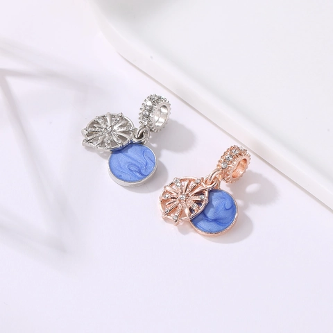 Blue Snowflake Dangle Charm Pendant For DIY Jewelry Making Alloy Zirconia Enamel Starry Sky Charm For Women Bracelet Necklace