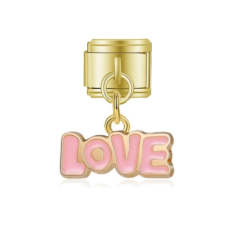 Italiaanse Charm Link Roestvrij Staal Hart Bloem Hanger Goud Zilver Emaille Letter Love Modulaire Armband Sieraden Vrouwen