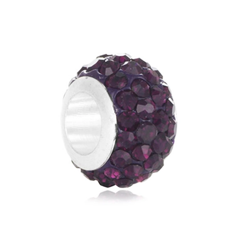 Round Alloy Rhinestone Pavé Large Hole Beads For DIY Jewelry Making Sparkling Crystal Charms For Bracelets Necklaces