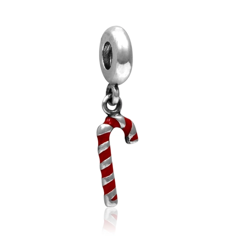 Christmas Candy Cane Charm Alloy Enamel Pendant Red White Striped DIY Bracelet Necklace Jewelry Making Gift For Women