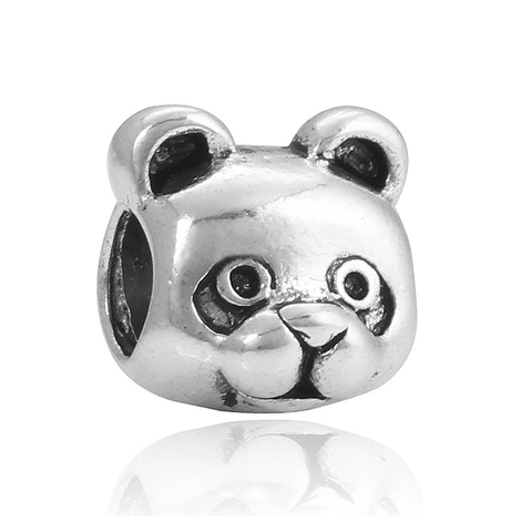 Lindo Abalorio de Panda Animal Aleación Color Plata DIY Joyería Accesorios Para Pulsera Collar Colgante Mujer