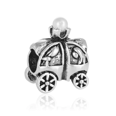Vintage Alloy Pumpkin Carriage Charm With Artificial Pearl Cartoon Fairy Tale DIY Beaded Charm For Bracelets Necklace Girls Jewelry