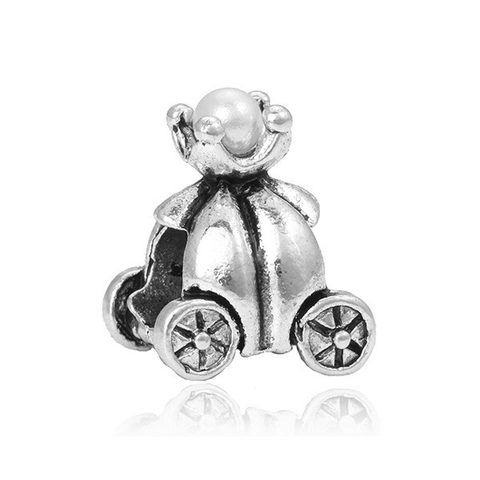 Vintage Alloy Pumpkin Carriage Charm With Artificial Pearl Cartoon Fairy Tale DIY Beaded Charm For Bracelets Necklace Girls Jewelry