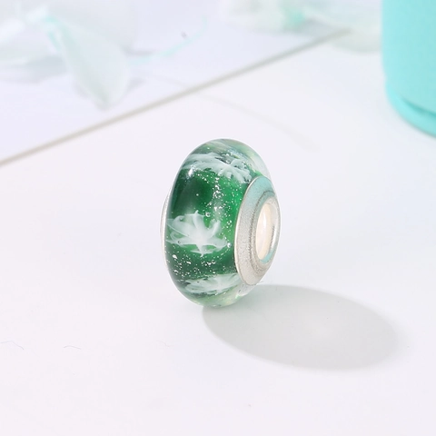 Christmas Winter Snowflake Murano Glass Large Hole Beads For DIY Bracelet Necklace Jewelry Making Finding Craft Accessory