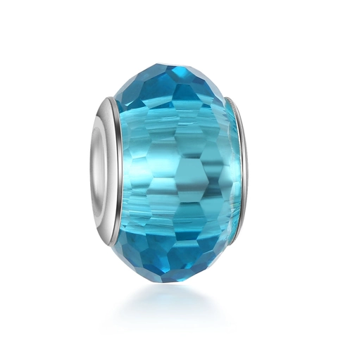 Faceted Glass Beads With 925 Sterling Silver Core Murano Style Large Hole Spacer Beads For DIY Bracelet Jewelry Making