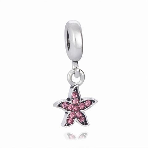 Ciondolo a Forma di Stella Marina in Lega e Zirconia Placcato Argento Accessori per Gioielli Fai-da-te per Bracciale