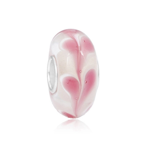 Rosa Lampwork-Glas Herz Perlen Mit Großem Loch Süße Charm Zwischenperlen Für DIY Armband Halskette Schmuckherstellung Handwerk Zubehör