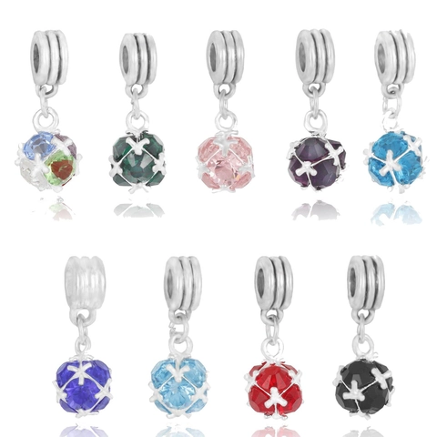 Alloy Rhinestone Crystal Ball Charms For DIY Bracelet Necklace Making Sparkling Round Pendant Jewelry Findings Accessories
