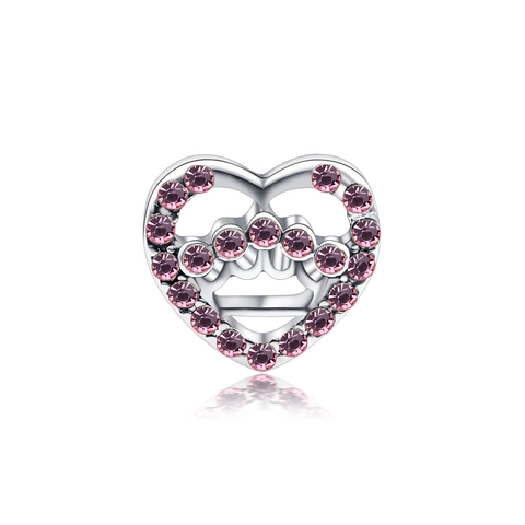 Hollow Heart Crown Charm Alloy Rhinestone Large Hole Bead For DIY Bracelet Necklace Making Sweet Jewelry Accessories