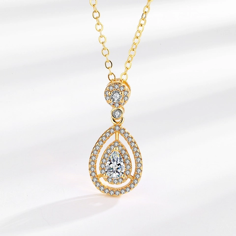 Luxury Copper Zirconia Pear Waterdrop Halo Pendant For Women Elegant Teardrop Pendant Only Without Chain Fashion Jewelry