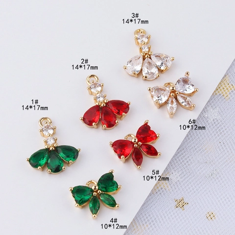 Goldvergoldeter Kupfer Zirkonia Schleife Rock DIY Anhänger Elegante Schmuckherstellung Charms Für Armband Halskette Damen DIY Zubehör