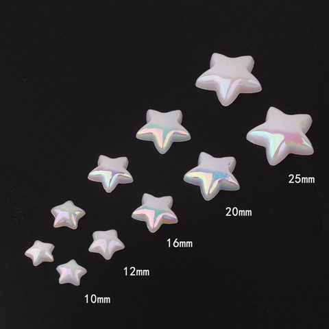 Iridescent Mermaid Artificial Pearl Star Flatback Beads Acrylic Pentagram Patch DIY Phone Case Jewelry Making Handmade Accessories