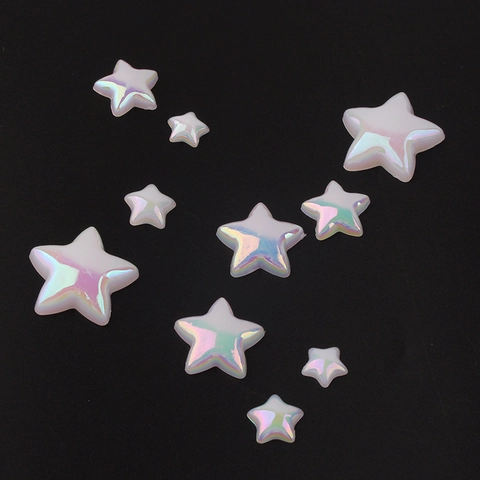 Iridescent Mermaid Artificial Pearl Star Flatback Beads Acrylic Pentagram Patch DIY Phone Case Jewelry Making Handmade Accessories