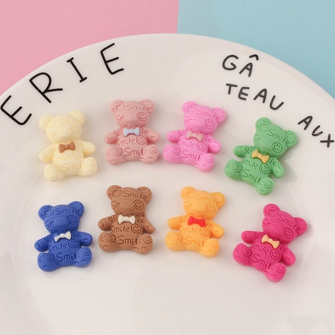 Cartoon Harz Bär Lächeln Buchstabe DIY Zubehör Flatback Cabochon Bär Für Handyhülle Haarnadeln Schmuckherstellung Material