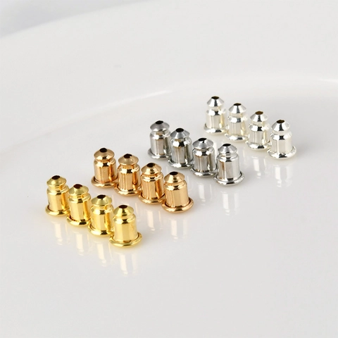 Metal Bullet Earring Backs With Silicone Inner DIY Jewelry Findings For Earring Studs Replacement Gold Silver Color Parts