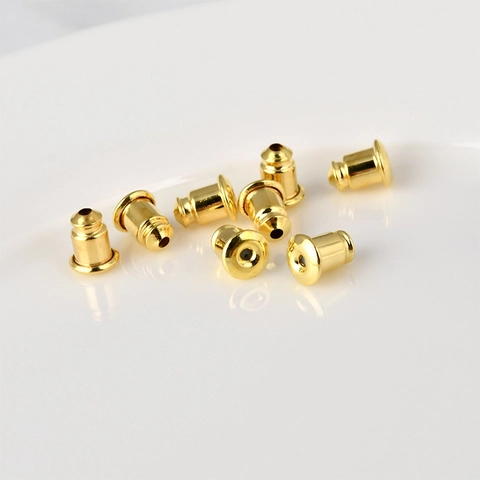 Metal Bullet Earring Backs With Silicone Inner DIY Jewelry Findings For Earring Studs Replacement Gold Silver Color Parts