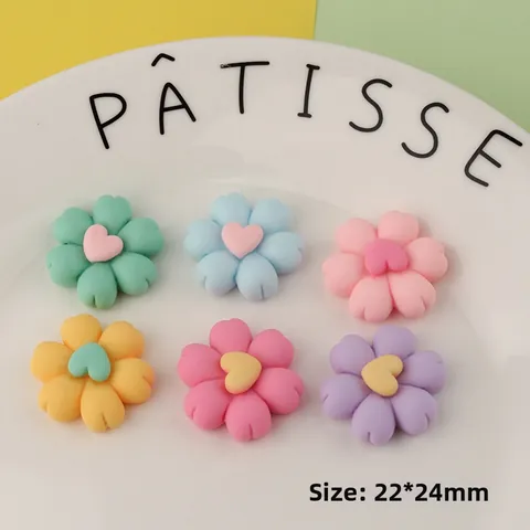 Harz Blumen Herz Cabochons DIY Handwerk Flatback Harz Blumen Charms Für Handyhüllen Haarklammern Handgemachter Schmuckzubehör