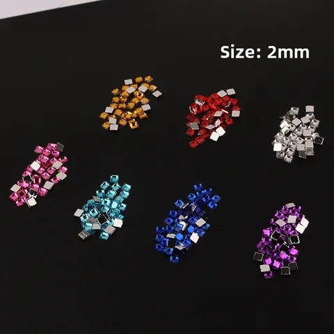 Mini Strass Quadrati in Acrilico con Retro Piatto Gemme Sfaccettate Decorative per Nail Art Fai Da Te Creazione Gioielli