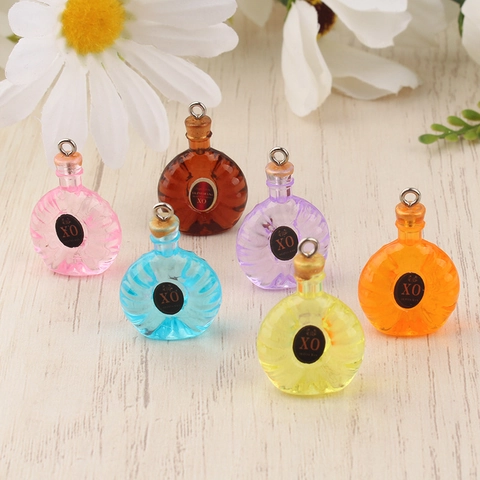 Miniature Simulation Resin Wine Bottle Pendants Colorful XO Liquor Bottle Charms For DIY Jewelry Making Keychain Accessories