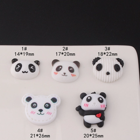 Simpatici Ciondoli in Resina a Forma di Panda Cabochon con Retro Piatto per Decorazione Cover Telefono Fai Da Te