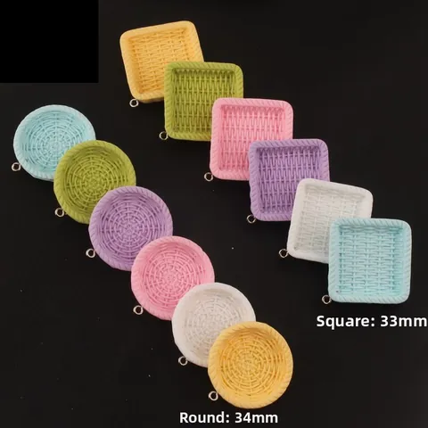 Resin Mini Woven Basket Charms For DIY Jewelry Making Colorful Macaron Simulation Vine Pendants For Earrings Keychain Accessories