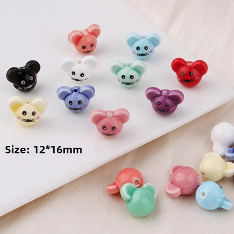 Perline in Ceramica a Forma di Topo per Creazione Gioielli Fai da Te Bracciali Collane Artigianato Colorate Perline Sciolte