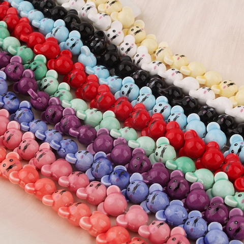 Perline in Ceramica a Forma di Topo per Creazione Gioielli Fai da Te Bracciali Collane Artigianato Colorate Perline Sciolte