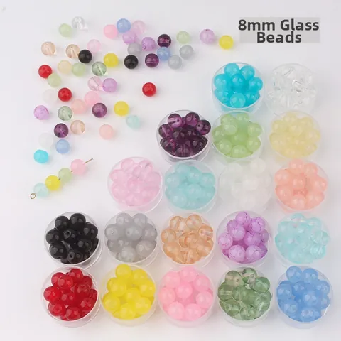 8mm Round Glass Beads For DIY Jewelry Making Colorful Loose Lampwork Spacer Beads For Bracelet Necklace Earring Material