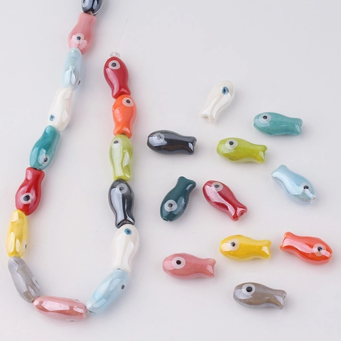 Hand Painted Ceramic Fish Shaped Beads Double Sided Colored Animal Loose Beads DIY Jewelry Accessories For Bracelet Necklace