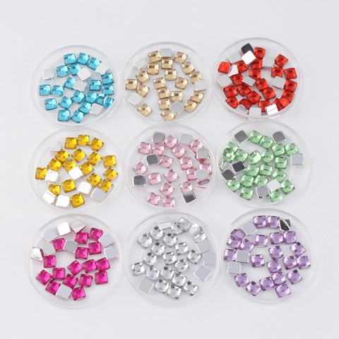 4mm Square Acrylic Faceted Flatback Rhinestones For DIY Jewelry Making Phone Case Nail Art Decoration Craft Beads