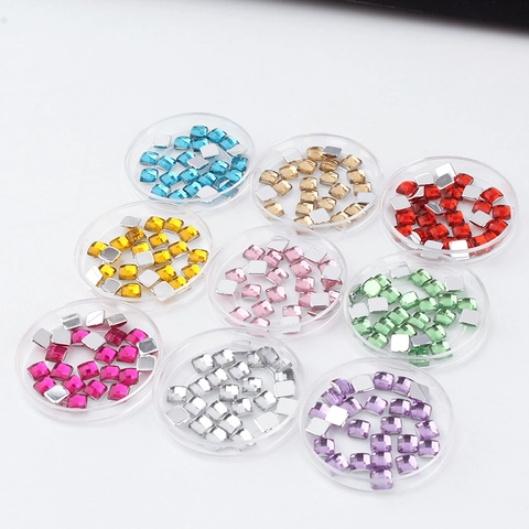 4mm Square Acrylic Faceted Flatback Rhinestones For DIY Jewelry Making Phone Case Nail Art Decoration Craft Beads