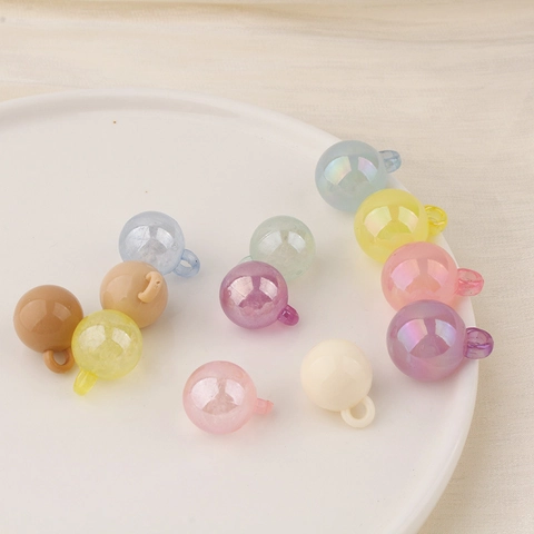 Candy Color Round Resin Ball Pendants With Loop Pearlescent Plastic Beads For DIY Jewelry Making Keychain Hair Accessories