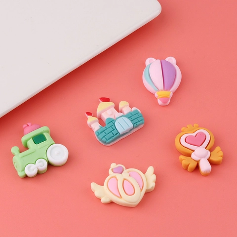 Cartoon Fairytale Resin Charms DIY Accessories Castle Hot Air Balloon Train Magic Wand For Hair Clips Phone Case Crafts
