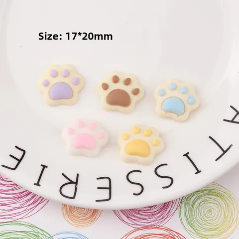 Cute Cartoon Cat Paw Resin Charms For DIY Phone Case Decoration Handmade Jewelry Multiple Colors Flatback Cabochon