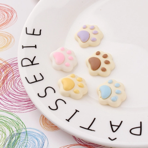 Cute Cartoon Cat Paw Resin Charms For DIY Phone Case Decoration Handmade Jewelry Multiple Colors Flatback Cabochon