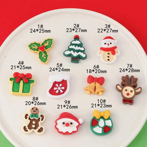 Christmas DIY Resin Flatback Charms Santa Claus Elk Snowman Gingerbread Man Decorative Accessories For Crafting Jewelry Making