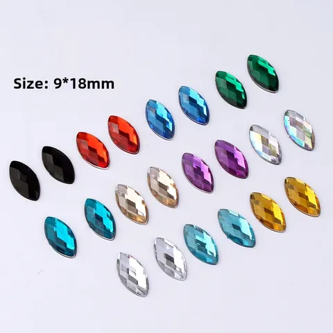 Marquise Shape Acrylic Rhinestones Multi Faceted Flatback Decorative Crystals For DIY Crafts Jewelry Making Horse Eye Beads