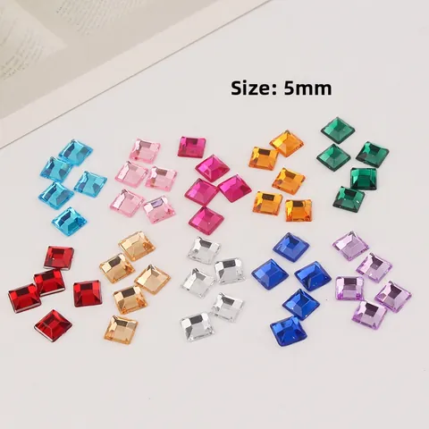 Strass in Acrilico Quadrati Sfaccettati Retro Piatto Accessori Decorativi Fai-da-te per Nail Art Multicolore